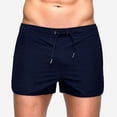 thumbnail image 3 of Men Summer Shorts Hollow Mesh Drawstring Elastic Waist Solid Color Quick Dry Surfing Fitness Sport Fitness Shorts Daily Wear Beach Shorts -Navy Blue,2XL, 3 of 8