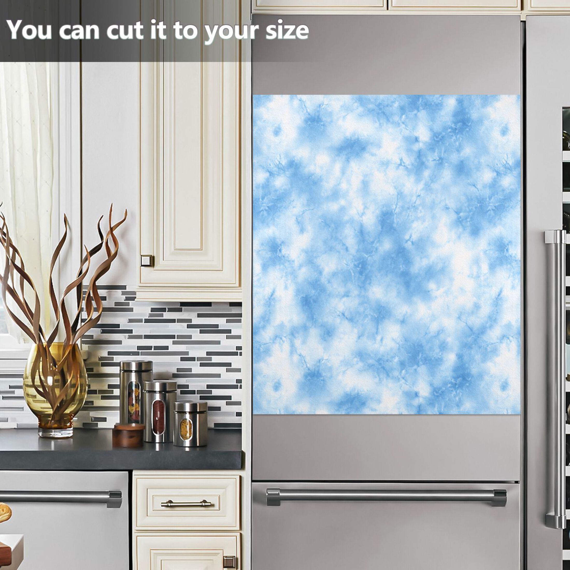 Dishwasher Magnetic Refrigerator Magnet Cover Sticker Home Decorative 23"x26" Light Blue Tie-dye Pattern