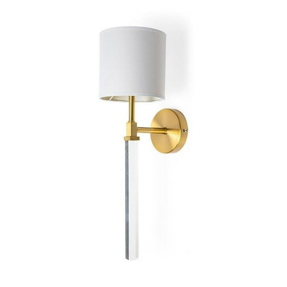 Mercana Santander II Metal Linen Shade Wall Sconce in Gold and White