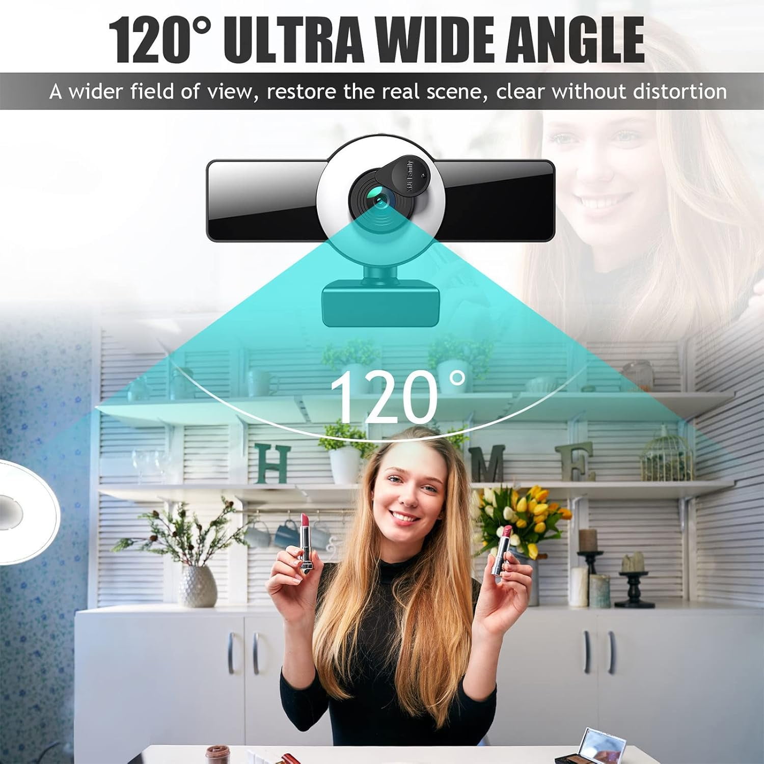 2K Webcam with Ring Light for Streaming, Webcam with Microphone for Desktop Laptop, Streaming Camera for PC Gaming Camera, Noise-Canceling Mics Web camera with Privacy Cover and Tripod