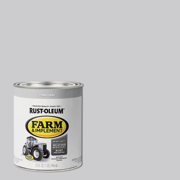 Rust-Oleum 280154 Farm & Implement Enamel Paint, Quart, Ford Gray, Pack of 1 — Interior & Exterior Use, Professional Finish