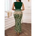 thumbnail image 2 of Dark Green Leopard Print Sequin Mermaid Dress With Cut-Out Shoulder Detail, Elegant Evening Gown, 2 of 7