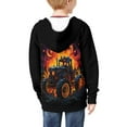 thumbnail image 4 of Chririnla Orange Flame Tractor Boys Casual Zip Up Jacket Hooded Long Sleeve with Pockets Lightweight Sporty Top Kids Size 8-10, 4 of 7