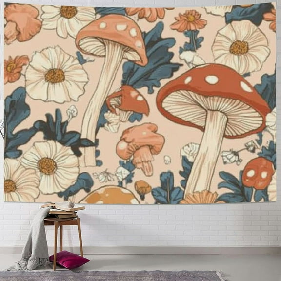 Patifu Mushroom Flowers Pattern Tapestry Wall Hanging Unique Style for Home Wall Decor - Graphic Tapestries Art for Living Room Bedroom 40x30inch