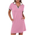thumbnail image 1 of Dvprdro Robe d'Été pour Femme Mode Classique Unie à Manches Courtes Robe Mini Décontractée Ample avec Poches Robe Chemise de Tennis Golf, 1 of 5