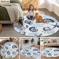 thumbnail image 6 of Summer Marine Life Round Area Rugs 3 ft, Ocean Watercolor Sea Conch Starfish Shells Coastal Washable Small Area Rug with Non-Slip Sturdy Edge Binding Round Front Door Mat Floor Carpet for Entryway, 6 of 9