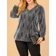 thumbnail image 5 of Blusa de fiesta metálica brillante de manga larga con brillo para mujer de tallas grandes Agnes Orinda 4X plateada, 5 of 8