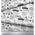 thumbnail image 2 of Soimoi White polyester Crepe Fabric Cartruck & Farmhouse Text Fabric Prints By Yard 42 Inch Wide, 2 of 3