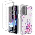 thumbnail image 1 of wonima11 Case for Moto Edge 2021 Case, Moto Edge 5G UW Case with Tempered Glass Screen Protector, Floral Crystal Clear TPU Shockproof Protective Armor Cover for Motorola Moto Edge 2021 (Rose Flower), 1 of 1