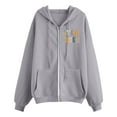 thumbnail image 5 of Women's Zip Up Hoodie with Pocket, Back to School Casual Long Sleeve Pullover, Fashion Hooded Sweatshirt Top Grey,XL, 5 of 6