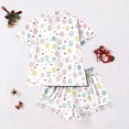 thumbnail image 5 of Women's 2 Piece Pajamas Sets with Pockets Casual Button Down Lapel Short Sleeve Tops Shorts Funny Cute Holiday Sleepwear White|S, 5 of 5