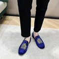 thumbnail image 2 of Men's Luxury Velvet Penny Loafers Shoes Embroidery Suede Dress Loafers Daily Boats Shoes for Party Wedding Prom, 2 of 13