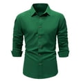 thumbnail image 1 of Blusa y camisa de manga larga con cuello vuelto para hombre, informal, lisa, con botones y cuello vuelto, de poliéster, 1 of 8