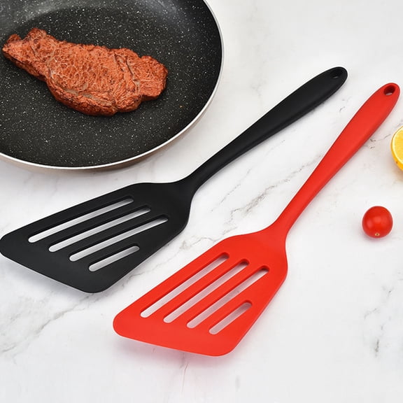 ETEREAUTY Black Silicone Kitchen Spatula with Heat Resistant Handle and Hanging Hole for Cooking