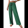 thumbnail image 2 of Pantalones Palazzo de para Mujer, Elegantes, de Verano, de Pierna , Holgados, Estilo Bohemio, de , para Playa, con Bolsillos. Verde Tinta M, 2 of 10