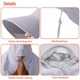 thumbnail image 6 of HOMEYA Women Wide Brim Ponytail Sun Hat With Neck Flap for  Fishing Gardening Outdoor UV Protection, Gray, 6 of 9