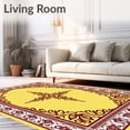 thumbnail image 2 of ODIKA 3'x5' Machine Washable Non-Slip Area Rug, Classic Damask featuring Symmetrical Botanical Vine Motifs High Traffic Rug with Pad, Yellow, 665410, 2 of 8