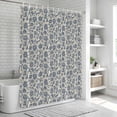 thumbnail image 6 of Light Blue Floral Shower Curtain Set, Waterproof Shower Curtains for Bathroom, Rustic Vintage Flowers Botanical Spring Washable Fabric Cloth Bath Curtain for Bathtub with Hooks 60x72 Inches, 6 of 6