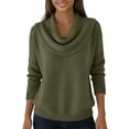 thumbnail image 5 of Dwralegc Cowl Neck Sweater for Women Lightweight Solid Color Jumper Knit Pullover Long Sleeve Clothes Cowl Neck Casual Autumn and Winter Sweater Army Green L, 5 of 5