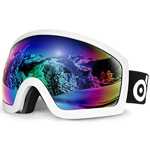Frameless Interchangeable Magnetic Lens for Skiing Skating Snowboard Odoland OTG Ski Goggles Set with Detachable Lens Anti-Fog and 100% UV Protection Snow Goggles for Men and Women 