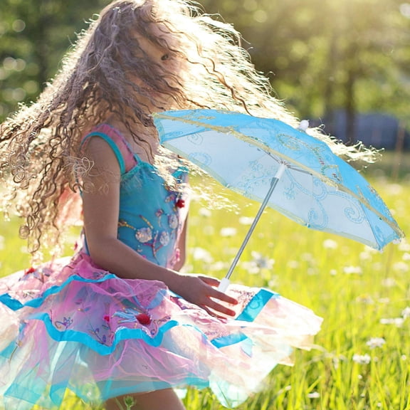 HEANUJJ Vintage Style Folding ce Umbrella in Sky Blue for Daily Use and Stage Decor