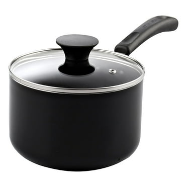 Cook N Home Nonstick Sauce Pan with Glass Lid 2-Qt, Multi-purpose Pot Saucepan Kitchenware, Black, Aluminum