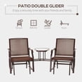 thumbnail image 6 of Outdoor Glider Chairs with Coffee Table, Patio 2-Seat Rocking Chair Swing Loveseat with Breathable Sling for Backyard, Garden, and Porch, Coffee Brown, 6 of 7