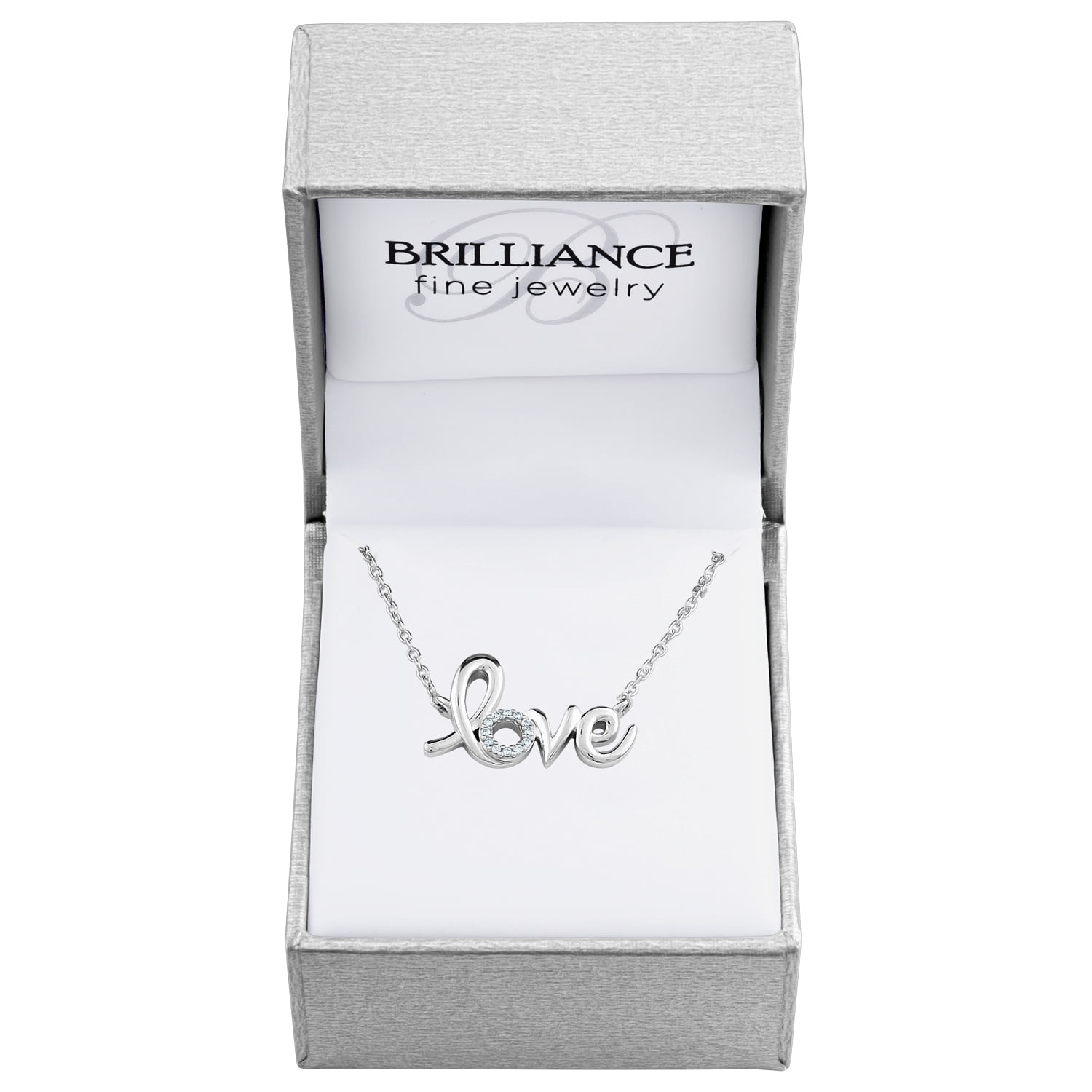 Sterling Silver and Genuine Diamond Accent Love Necklace