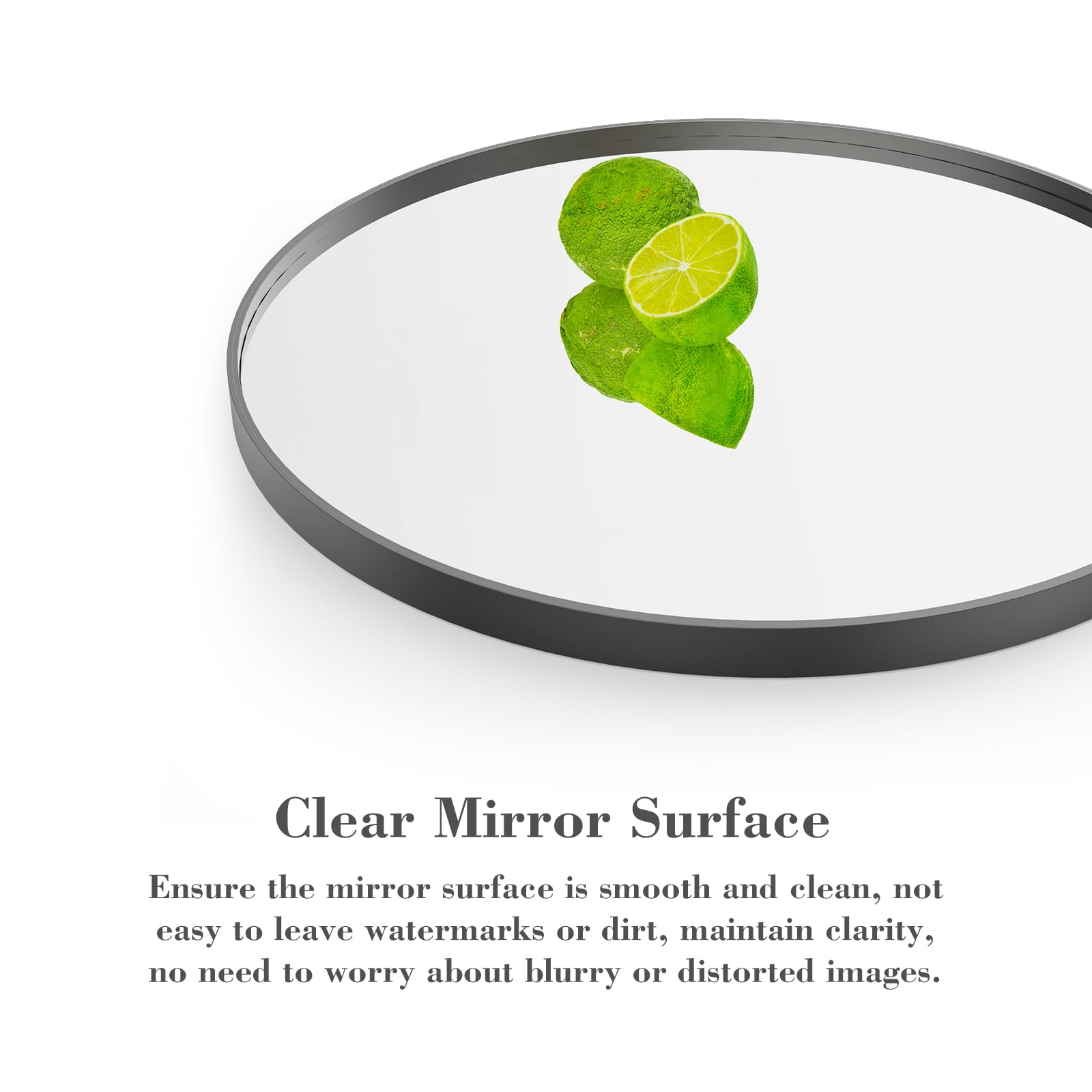 GIANNA 20-inch Round Bathroom Vanity Mirror – Shatterproof, Silver-Plated with Rust-Resistant Aluminum Frame, Black
