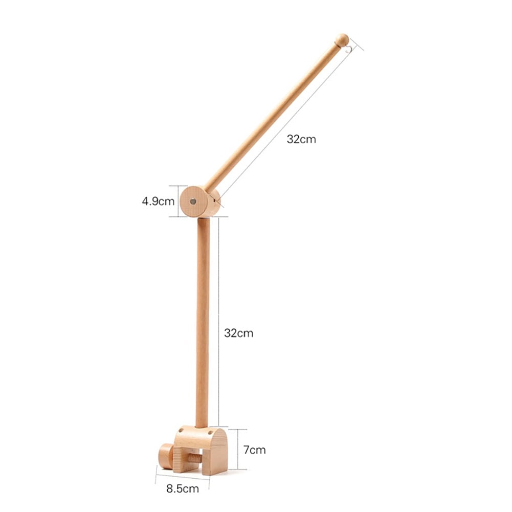 Planet Crib Bell for Babies, Wooden Rotating & Swaying Bed Rattle with Stars, Rocket & Planet Pendants for Infant Nursery Decoration