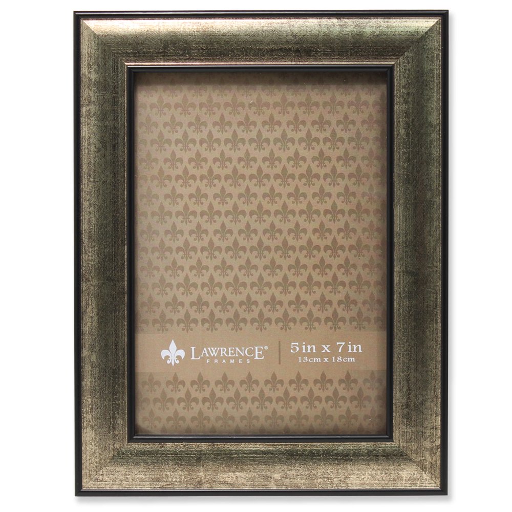 Lawrence Frames 5x7 Domed Burnished Silver and Black Picture Frame