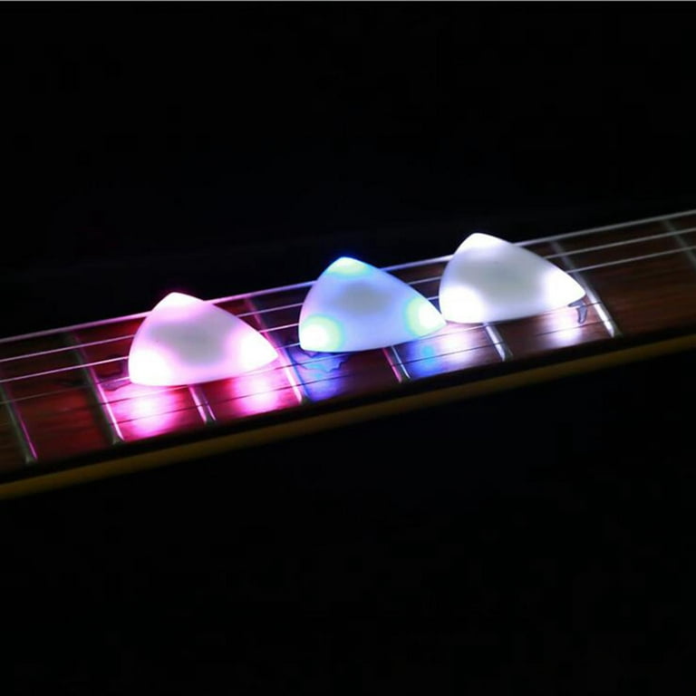 Glowing Guitar Pick,LED Light Guitar Pick Replacement with Battery,Guitar  Music Instrument Accessory(Purple)