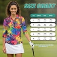 thumbnail image 7 of Uorisanigo Colorful Palm Leaves Womens Moisture Wicking Casual Tennis Activewear Comfortable Breathable Athletic Polo Workout Tops 3/4 Sleeve Fashion Outing Wear for Women Size M, 7 of 7