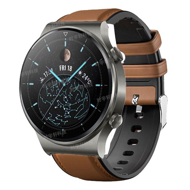 Correa de reloj de 22mm, correa de cuero genuino para Huawei GT 2 GT2 Pro, reemplazo de correa de reloj Honor Magic 1 2 46mm, correa de reloj para hombre Tan Jianjun unisex