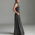 thumbnail image 7 of Hulanddfd Women's Set Sleeveless High-Neck Top and Skirt Solid Two-Piece Set Gray Size L, 7 of 7