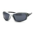 thumbnail image 1 of Xloop Mens Rectangle Warp Around Plastic Sport Sunglasses Silver Slate Black, 1 of 4