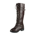 thumbnail image 2 of POROPL Knee High Boots for Women Low Heel Flat Buckle Knight Shoes,Boots for Women Size 7.5, 2 of 3