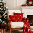 thumbnail image 2 of Gynky Christmas Tree Throw Pillow Covers Set of 2, 12"x20" Soft Fluffy Boho Pillowcases Home Decor Winter Holiday Cushion Cases for Sofa Couch Bedroom Living Room Xmas Decoration, Red, 2 of 7