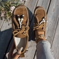 thumbnail image 4 of Rokment Womens Vintage Boho Beach Walking Shoes Wide Width Comfortable Beads Casual Suede Arch Support Mary Jane Cork Footbed Platform Oxfords Dress Fashion Sneakers Brown Size 9.5, 4 of 8