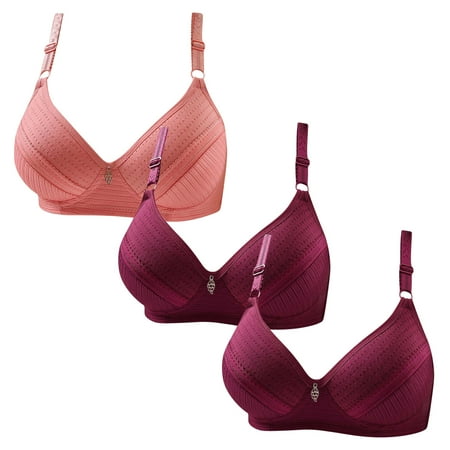 Gnurob Womens Plus Size Bralettes With Support  3 Pack No Underwire Padded Bra Lace Push Up Brassiere Comfort Breathable Bras Hide Back Fat Bralette for Women Clearance Saving A05-Pink XX-Large
