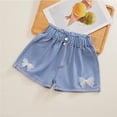 thumbnail image 2 of YunPes Kids Girls Denim Shorts Tulle Bow Elastic Waist Jean Shorts Casual Stretch Baggy Denim Hot Pants Cute Trendy Preppy Clothes, 2 of 8