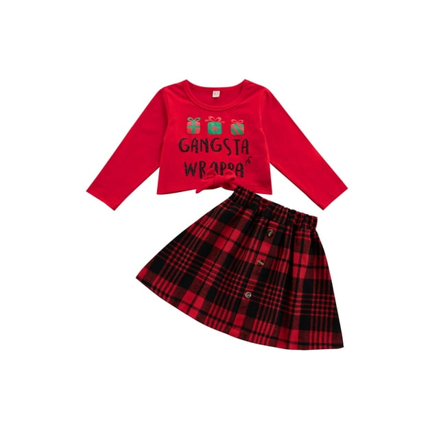 Conjunto de falda para bebé niña Suéter Tops Falda de una línea a cuadros Nituyy YX0928-FC15635A5