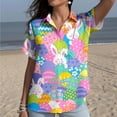 thumbnail image 4 of adaychics Cute Easter Shirts for Women Bunny Easter Egg Funny Summer Shirts Fashion Casual Clothes for Vacation Beach, 4 of 9