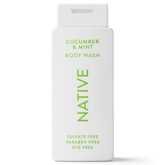 Native Body Wash, Cucumber & Mint, Sulfate Free, Naturally Derived Ingredients, 24hr Freshness, for Women & Men, 18 fl oz