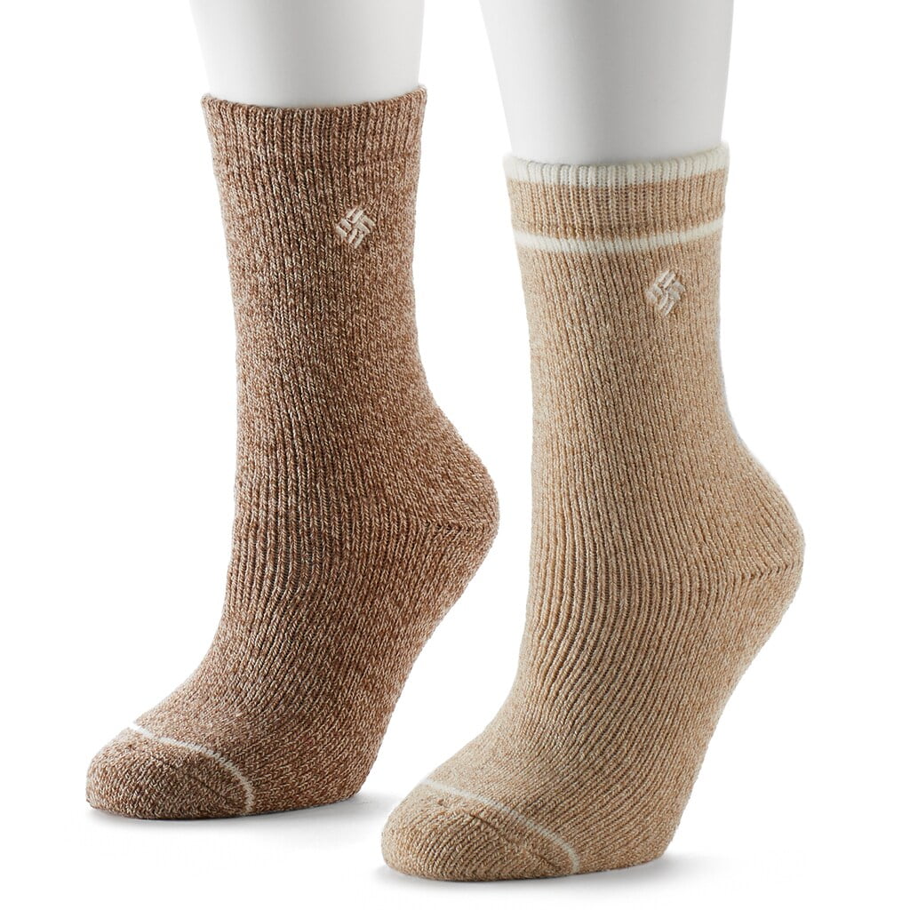 Women's Columbia 2pk. FleeceLined Wool Crew Socks Brown