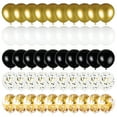thumbnail image 2 of 100 Globos Dorados, Negros y Blancos con Confeti Metálico Dorado y Negro de 30 cm para la Ceremonia de Graduación., 2 of 9