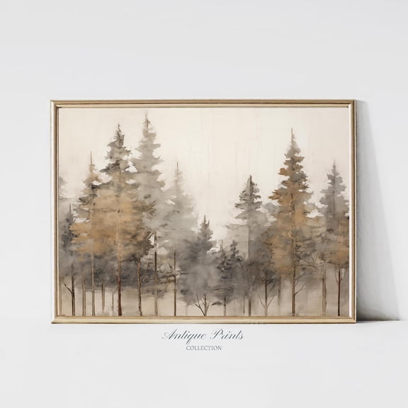 Pine Tree Forest Wall Art, Autumn, Farmhouse Fall Decor, Rustic Autumn Landscape Horizontal Print, Mountain Forest Art, Home Decor #69, 8x12 UNFRAMED