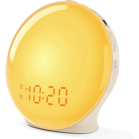 General Sunrise Alarm Clock for bedrooms with Sound Machine, Wake Up Light Alarm Clocks with White Noise for Heavy Sleepers & Kids, Dual Alarms, FM Radio, Snooze, Nightlight, Hatch-Style, Beige