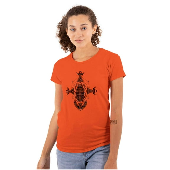 Scarab Ankh Ancient Egyptian Symbols Womens Fitted Plus Size Graphic Tee Brisco Brands 2X