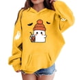 thumbnail image 3 of NEBWOAK Halloween Ghost Print Hoodie Kids Boys Girls Kangaroo Pocket Long Sleeve Fall Outfit Yellow,Size 7-8T, 3 of 5